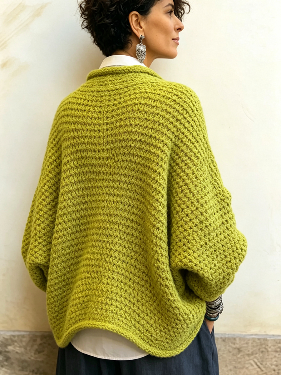 Maglione Incrociato con Maniche a Pipistrello