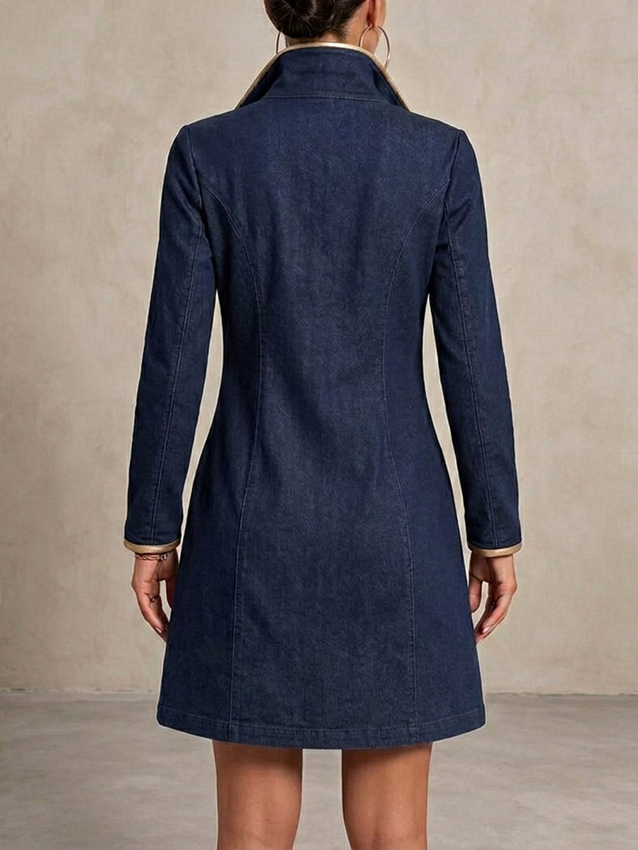 Abito in Denim con Dettagli Dorati