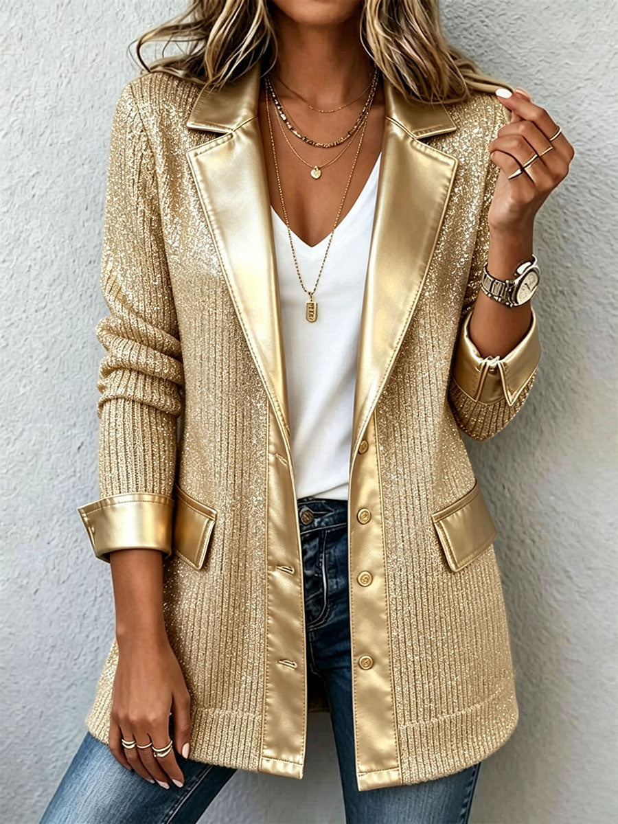 Blazer Dorato in Maglia
