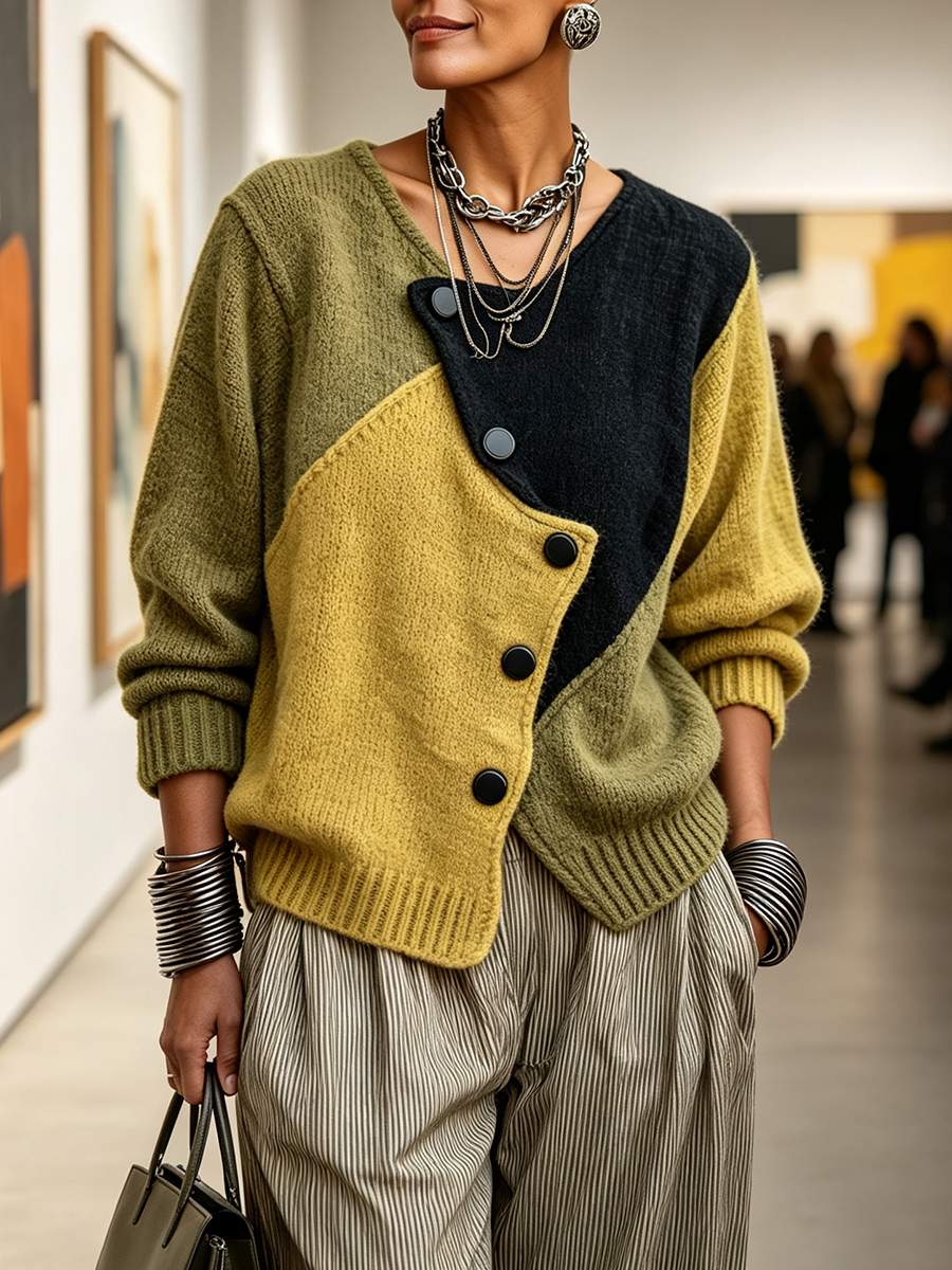 Maglione Artistico Asimmetrico