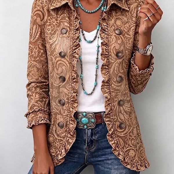 Antonietta™ | Giacca Ruffle con Stampa Floreale Bohemien Vintage