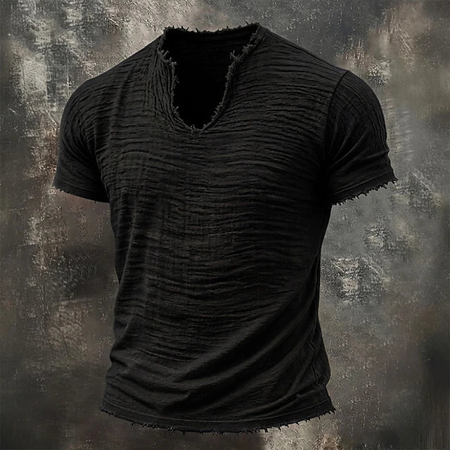 Marco — T-Shirt Uomo 100% Cotone, Scollo V, Bordi Grezzi