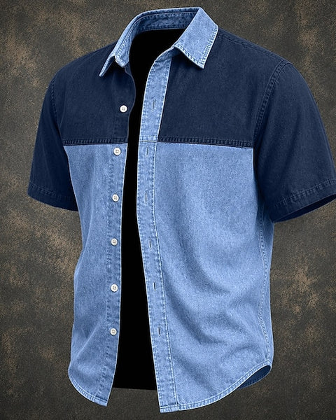 Dario — Camicia Uomo Denim Bicolore