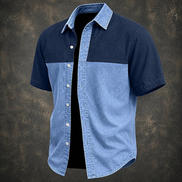 Dario — Camicia Uomo Denim Bicolore