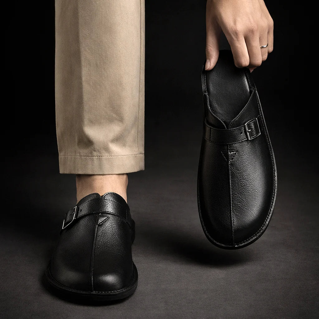 Mule in Pelle con Fibbia – Stile Mediterraneo Artigianale