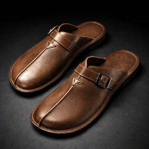 Mule in Pelle con Fibbia – Stile Mediterraneo Artigianale