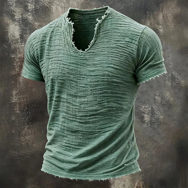 Marco — T-Shirt Uomo 100% Cotone, Scollo V, Bordi Grezzi