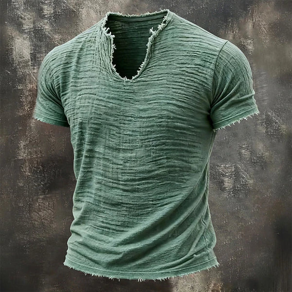 Marco — T-Shirt Uomo 100% Cotone, Scollo V, Bordi Grezzi