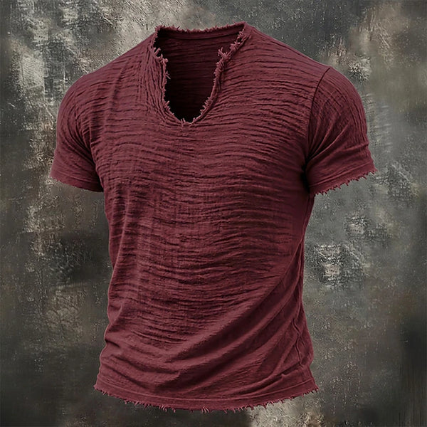 Marco — T-Shirt Uomo 100% Cotone, Scollo V, Bordi Grezzi