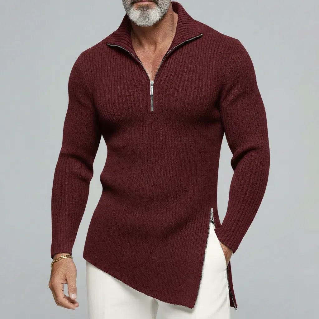 Maestro — Maglia a Coste con Mezza Zip
