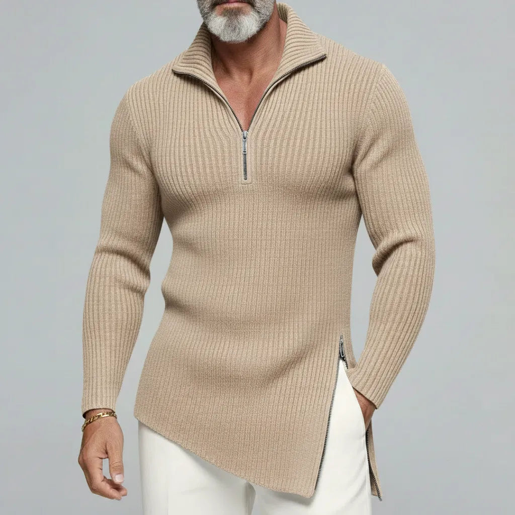 Maestro — Maglia a Coste con Mezza Zip