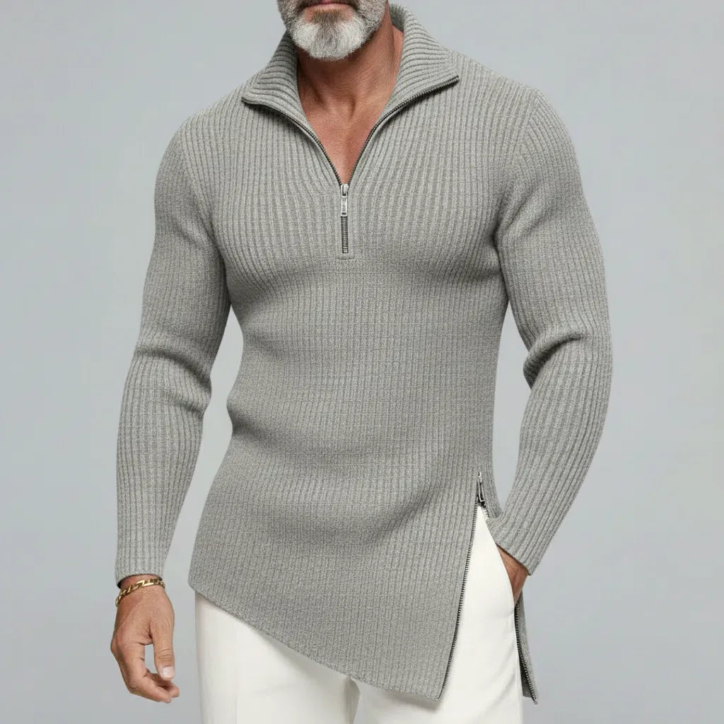 Maestro — Maglia a Coste con Mezza Zip