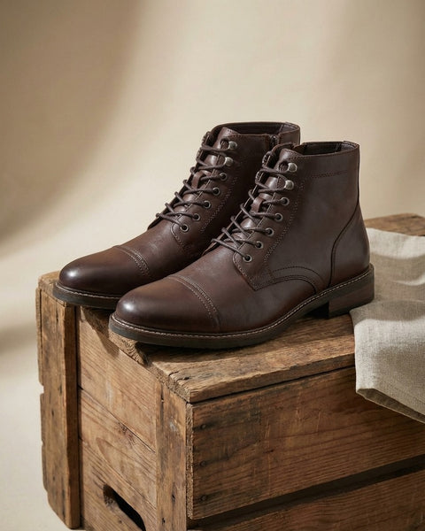 Stivali in pelle scura progettati per durare