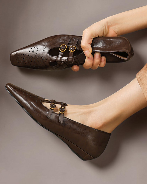Ceyla | Mary Jane Flat con doppia cinghia e brogue