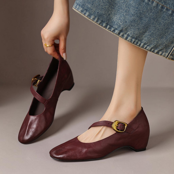 Quira | Mary Jane Flat con Punta Rotonda