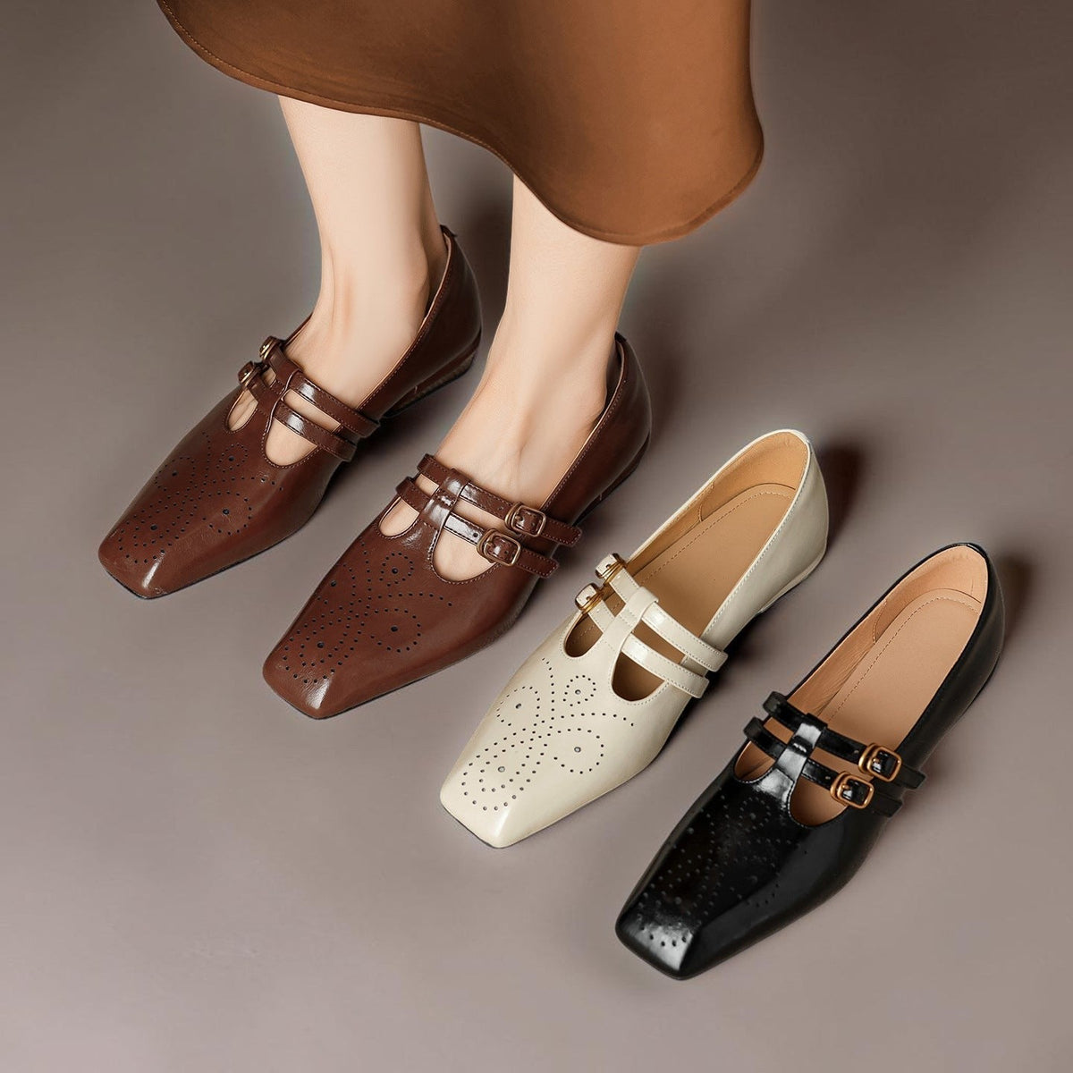 Marisol | Pump Mary Jane a doppia cinghia con brogue