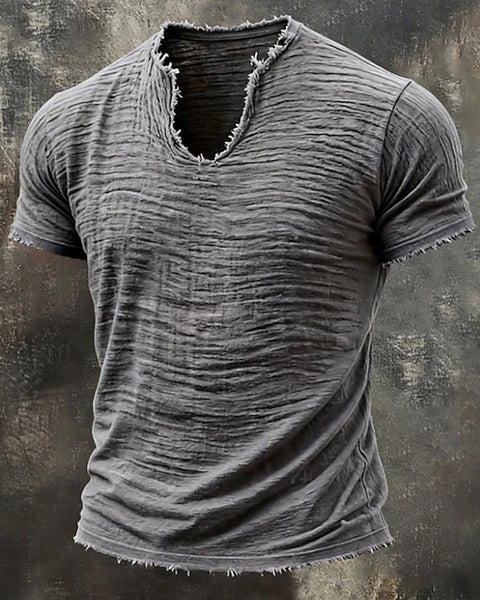 Marco — T-Shirt Uomo 100% Cotone, Scollo V, Bordi Grezzi