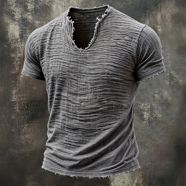 Marco — T-Shirt Uomo 100% Cotone, Scollo V, Bordi Grezzi